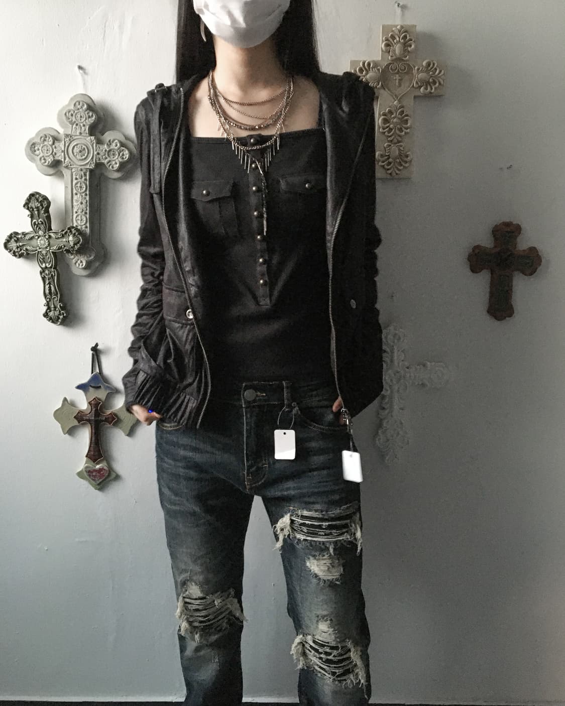 Fabric point hood zip up 상품이미지9