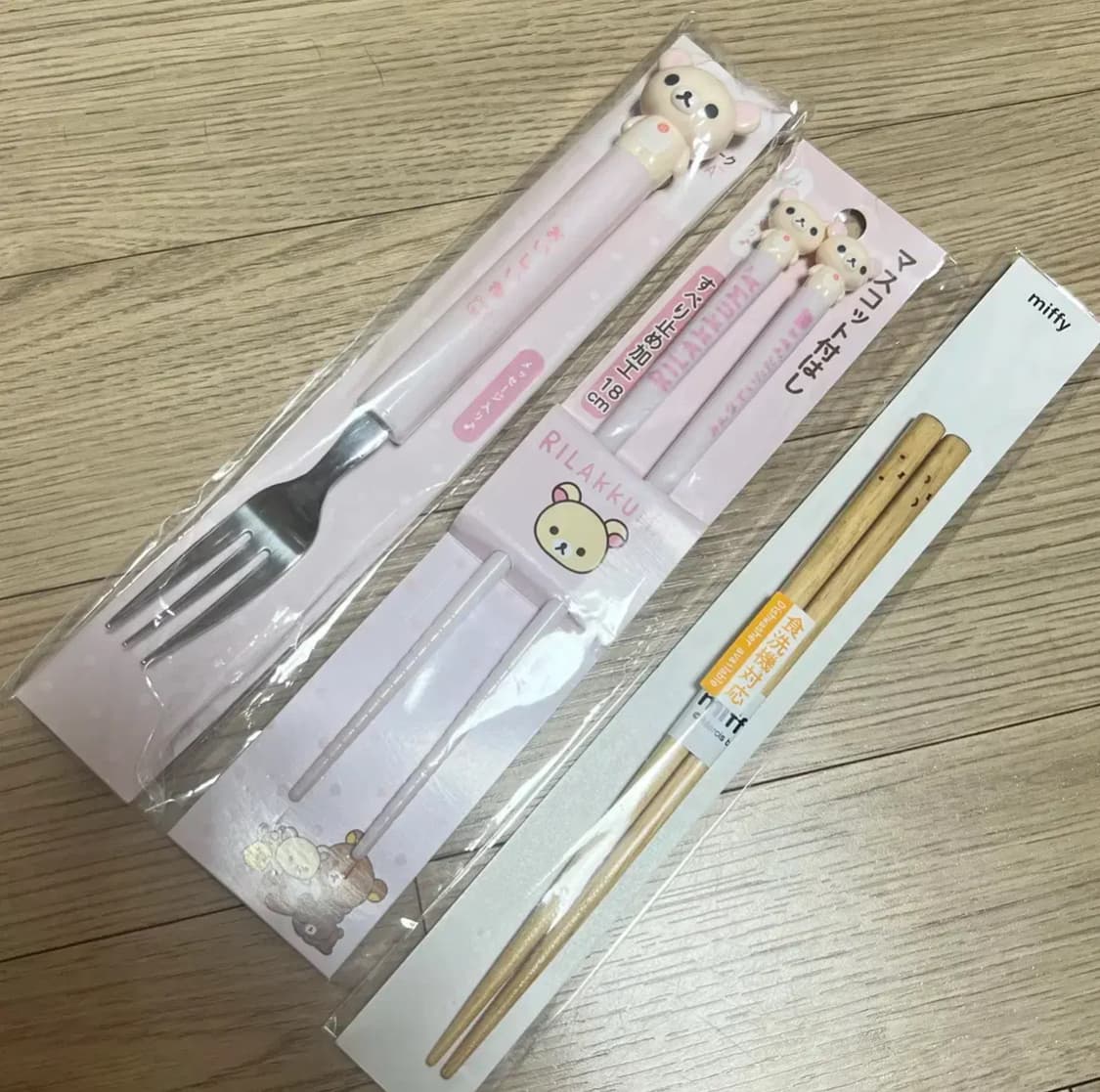 코리락쿠마 포크 젓가락 + 미피 나무젓가락 상품이미지1