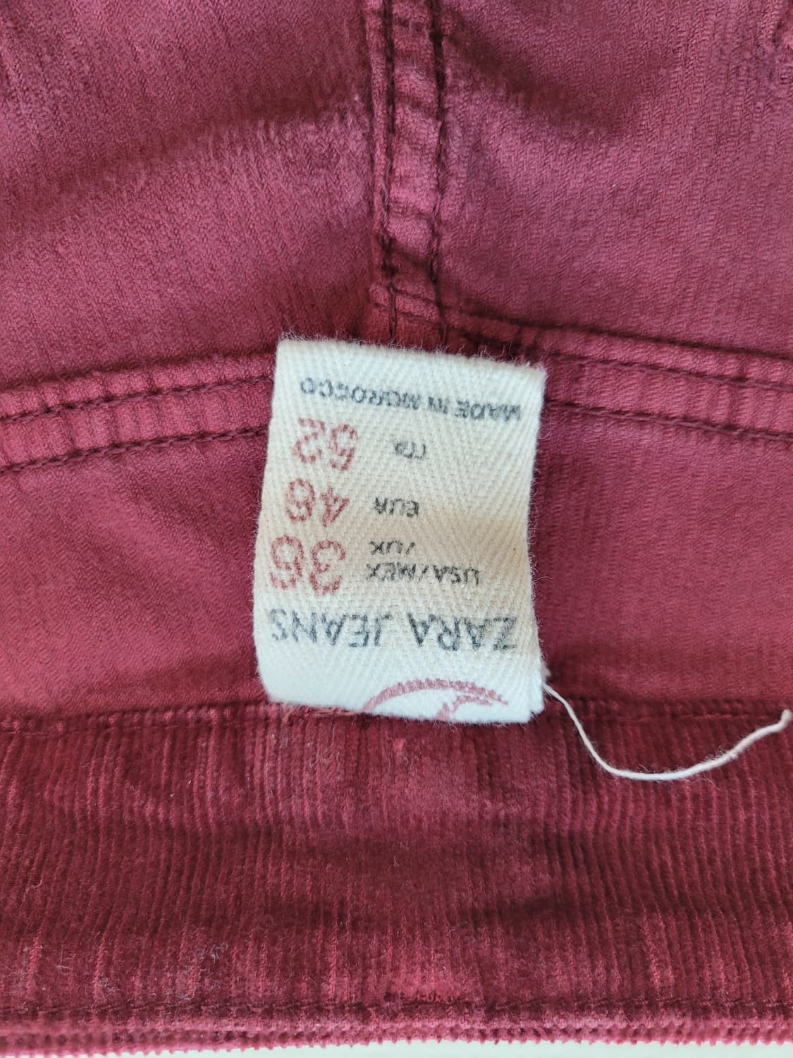 자라 ZARA 남자 코듀로이 바지 33 버건디 상품이미지6