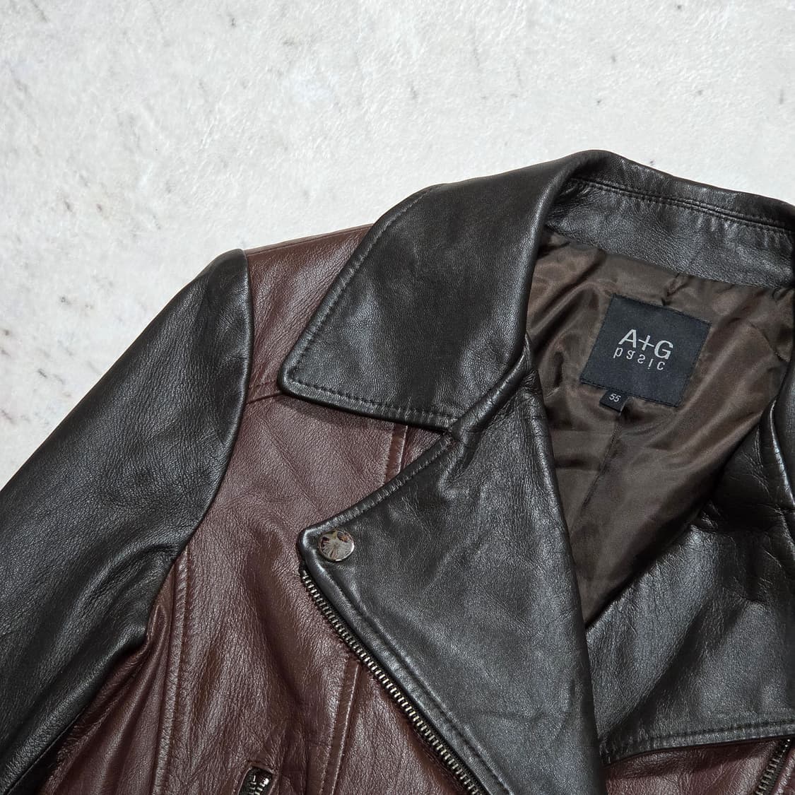 빈티지 리얼 레더 레드 브라운 양가죽 자켓 상품이미지2