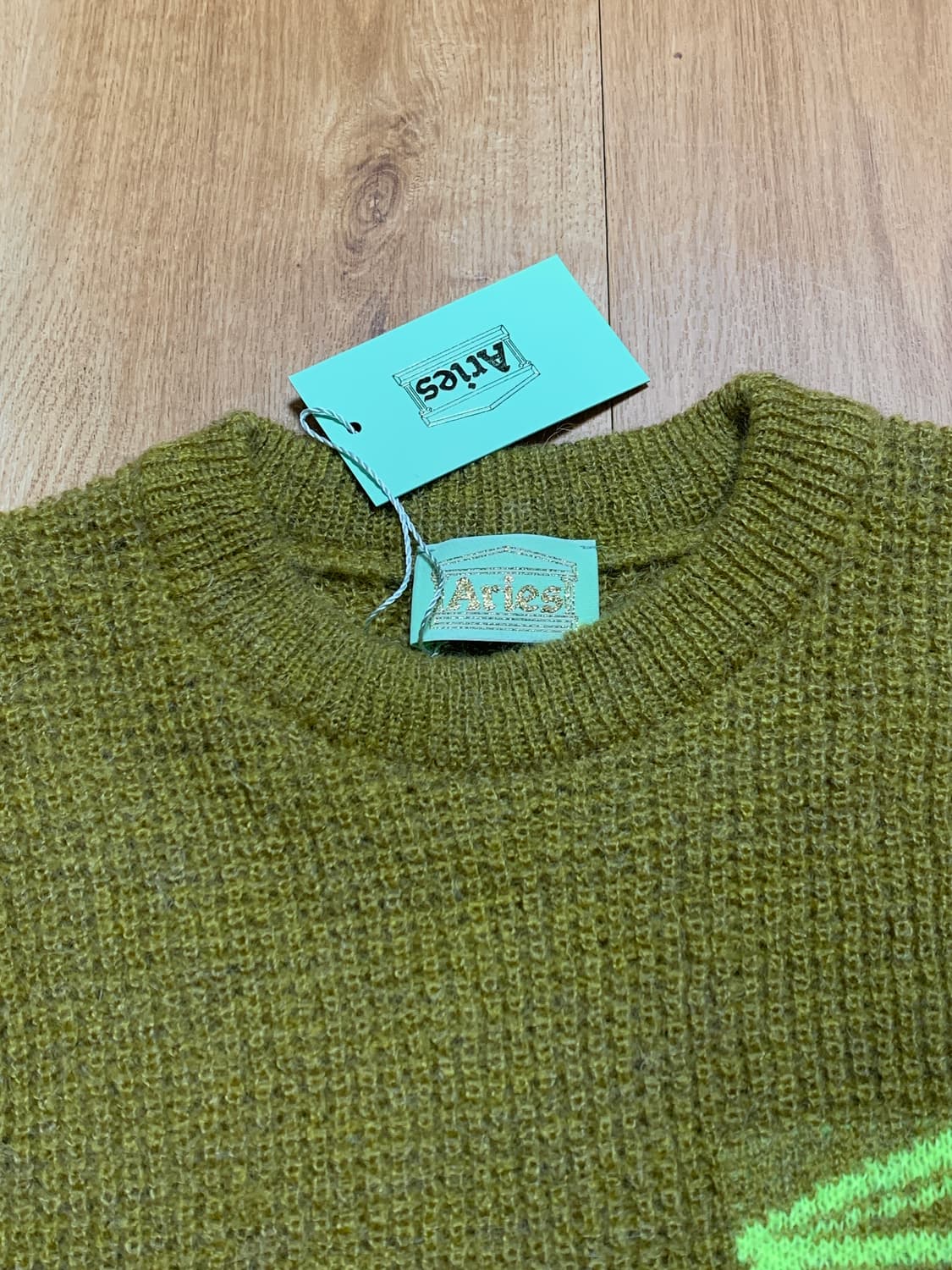 Aries 에리즈 waffle knit jumper Khaki 상품이미지6