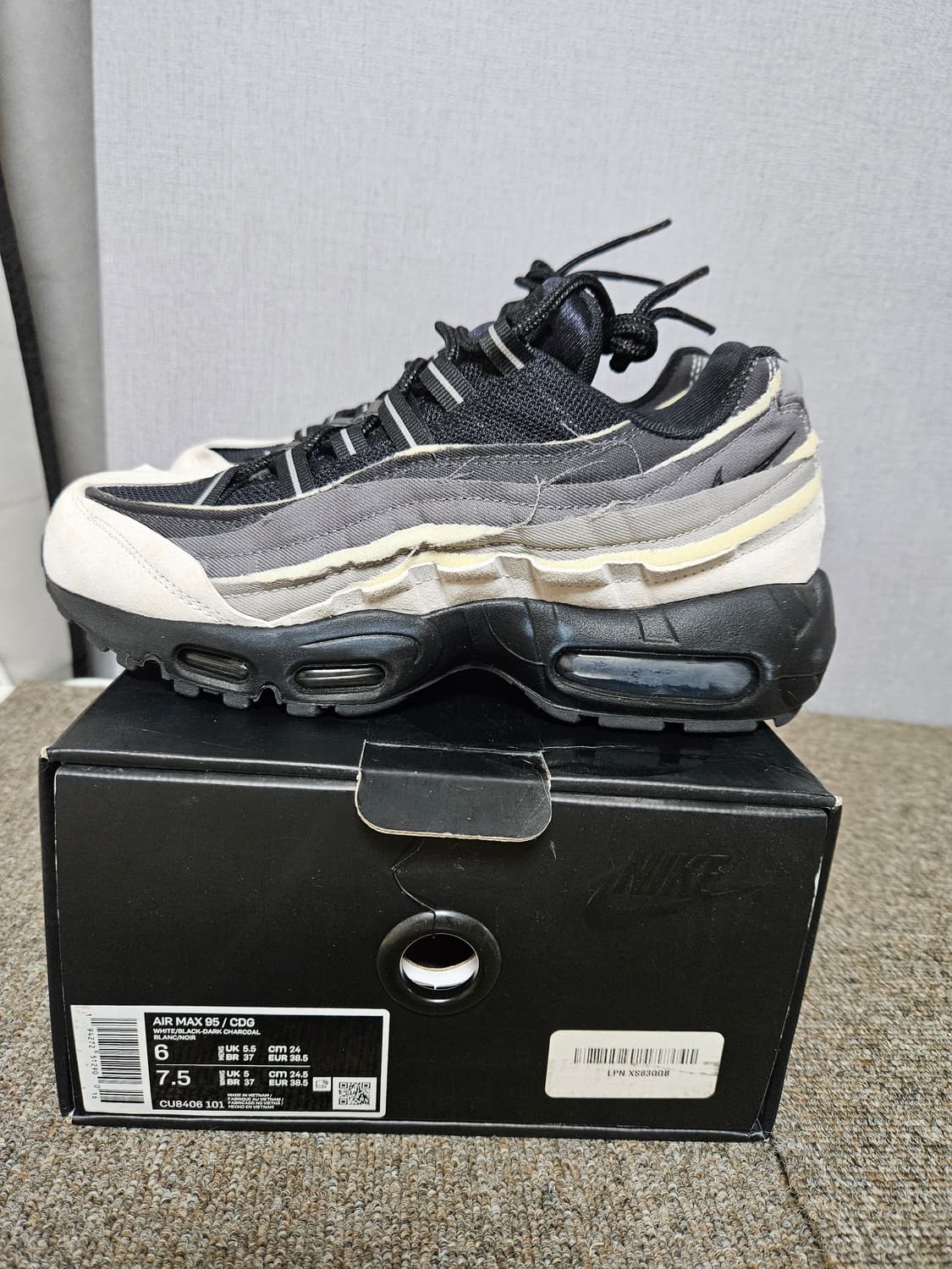 나이키 꼼데가르송 옴므 플러스 에어맥스95 차콜 남240 여245 상품이미지6