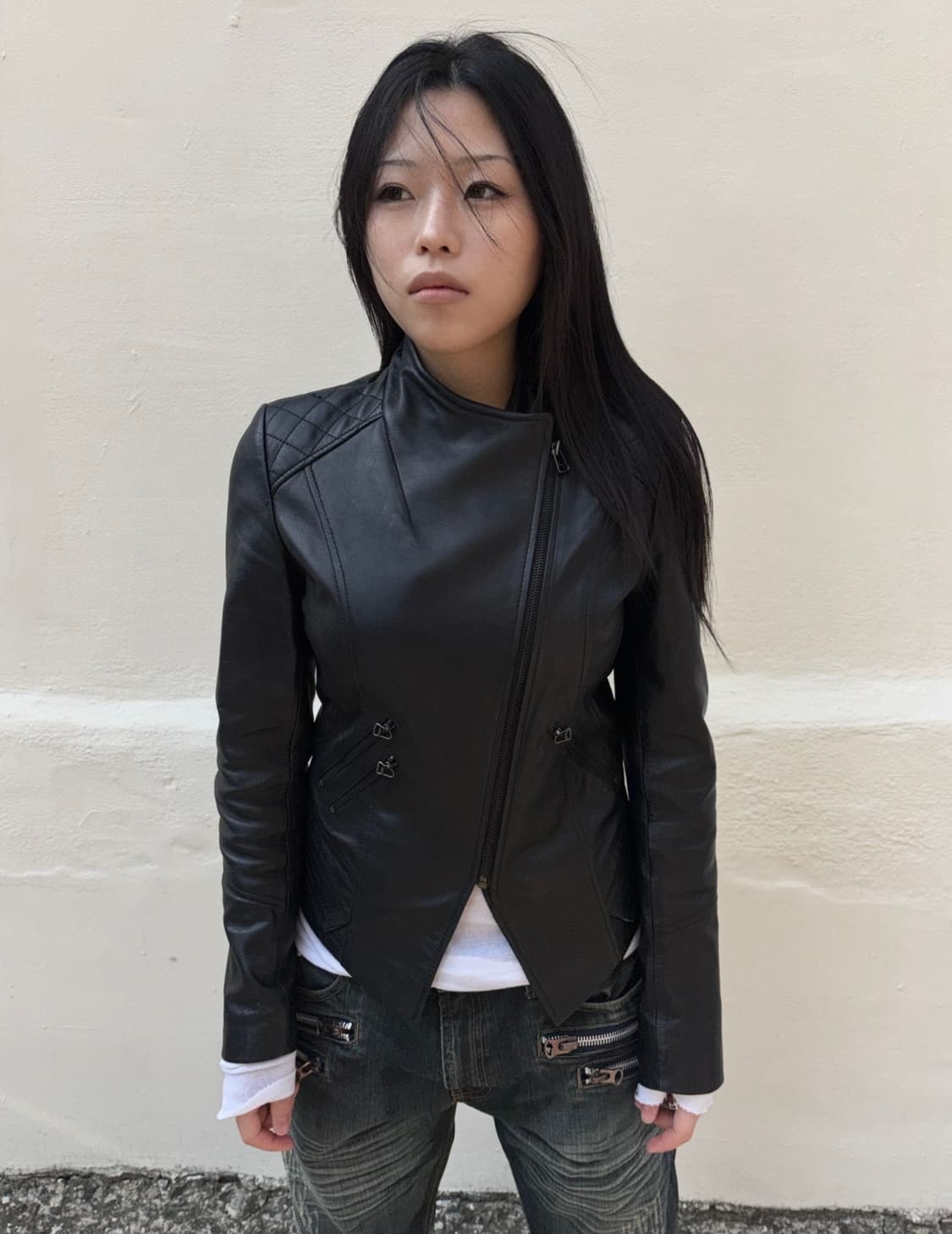 Multi zipper leather biker jacket 상품이미지1