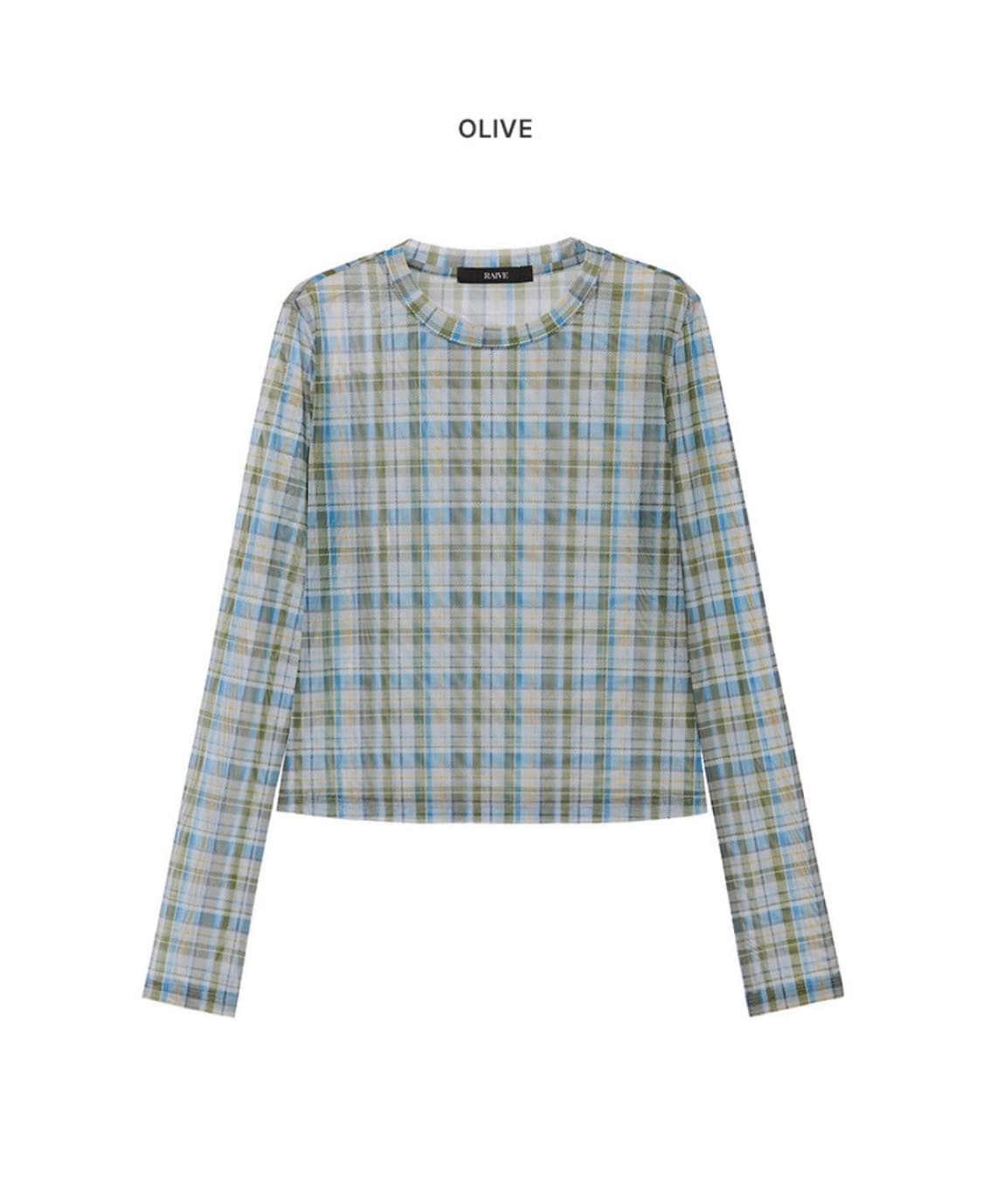 레이브 클래식 빈티지 체크탑 올리브01 상품이미지3