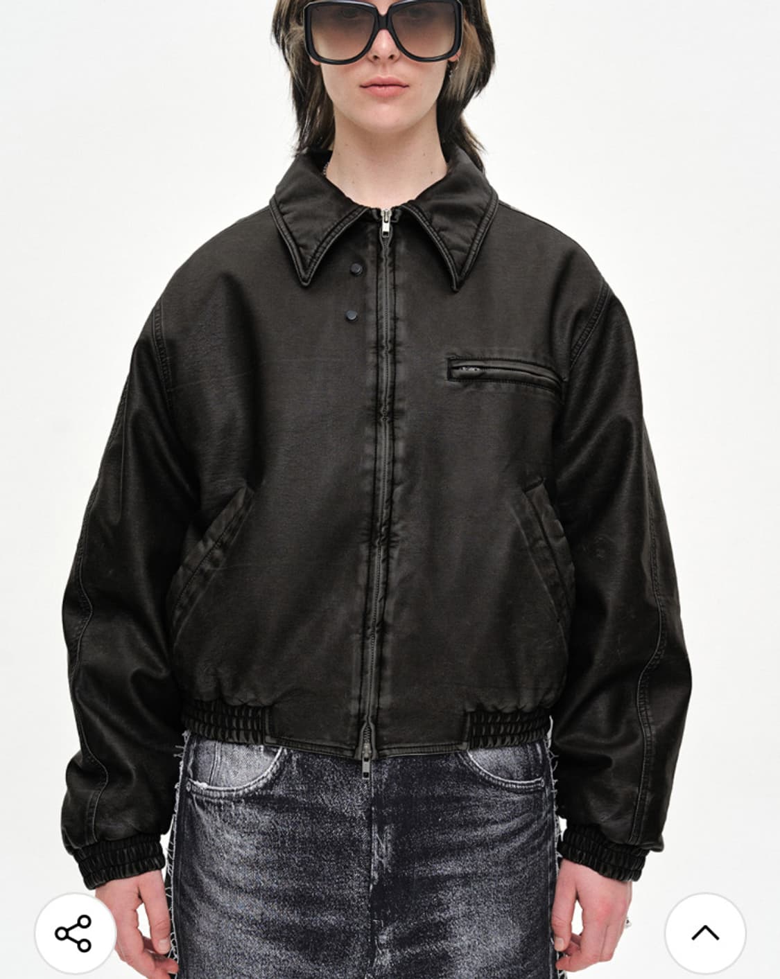 엠엠아이씨 인서트 레더 봄버 블랙 상품이미지2