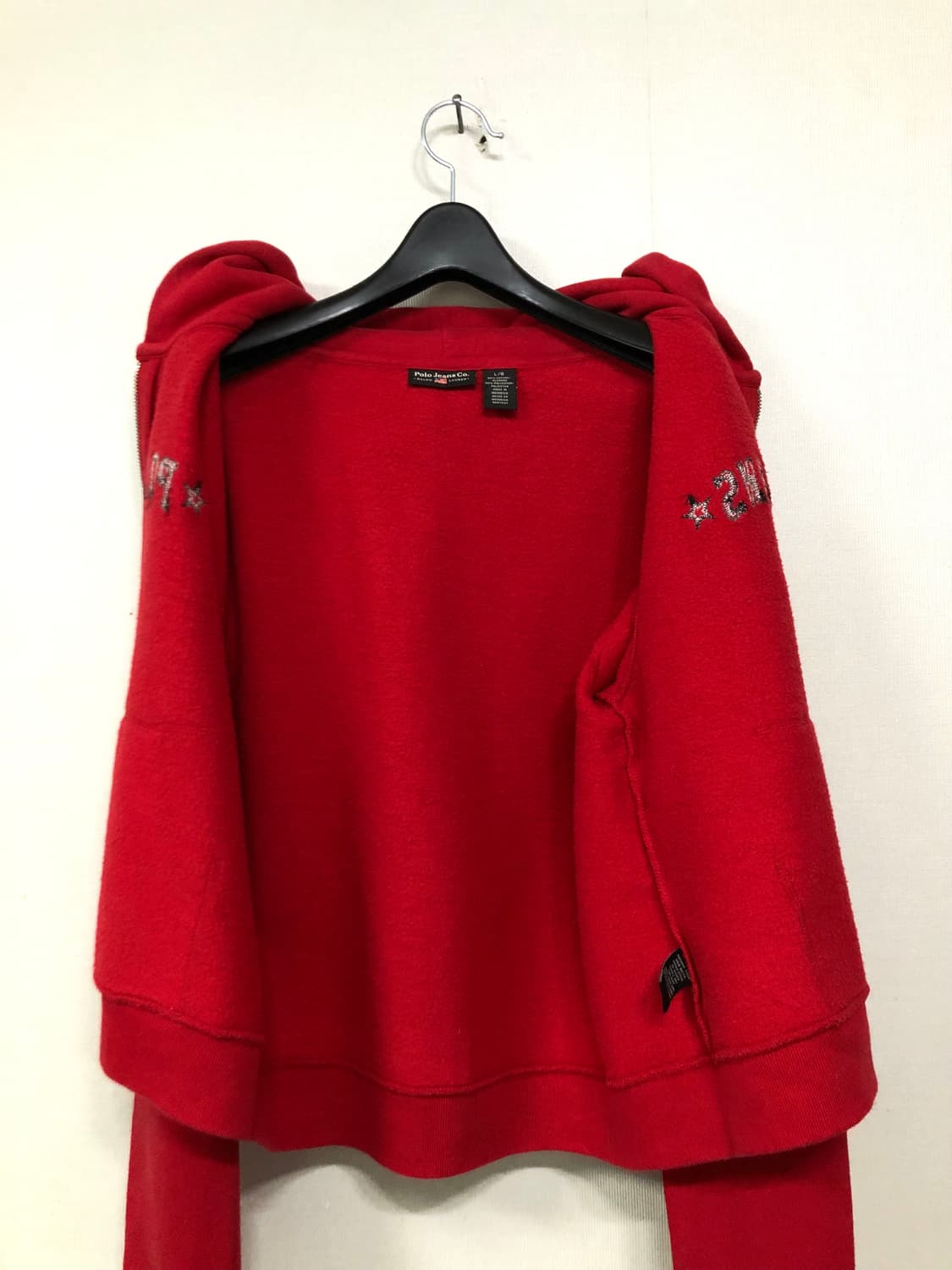 폴로진스 여성 스펠아웃 기모 후드집업 L _ 레드 상품이미지7