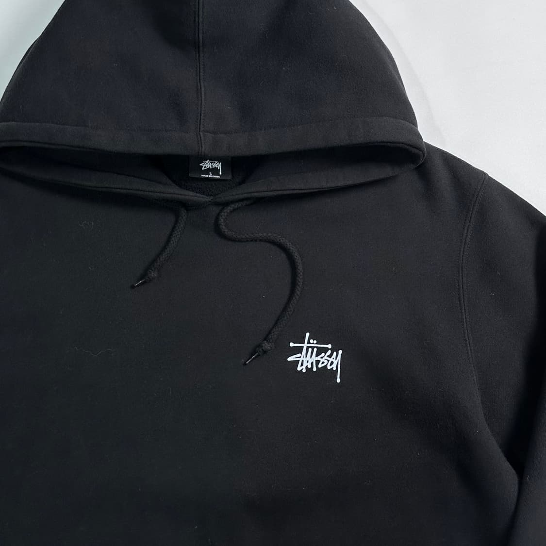 스투시 블랙 스탁로고 후드티  상품이미지3