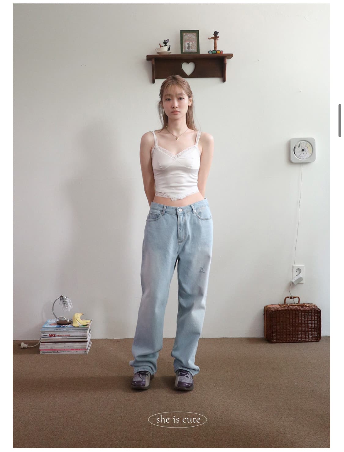 쉬이즈큐트 버디 데님 라이트블루 1사이즈 (기장수선) 상품이미지1