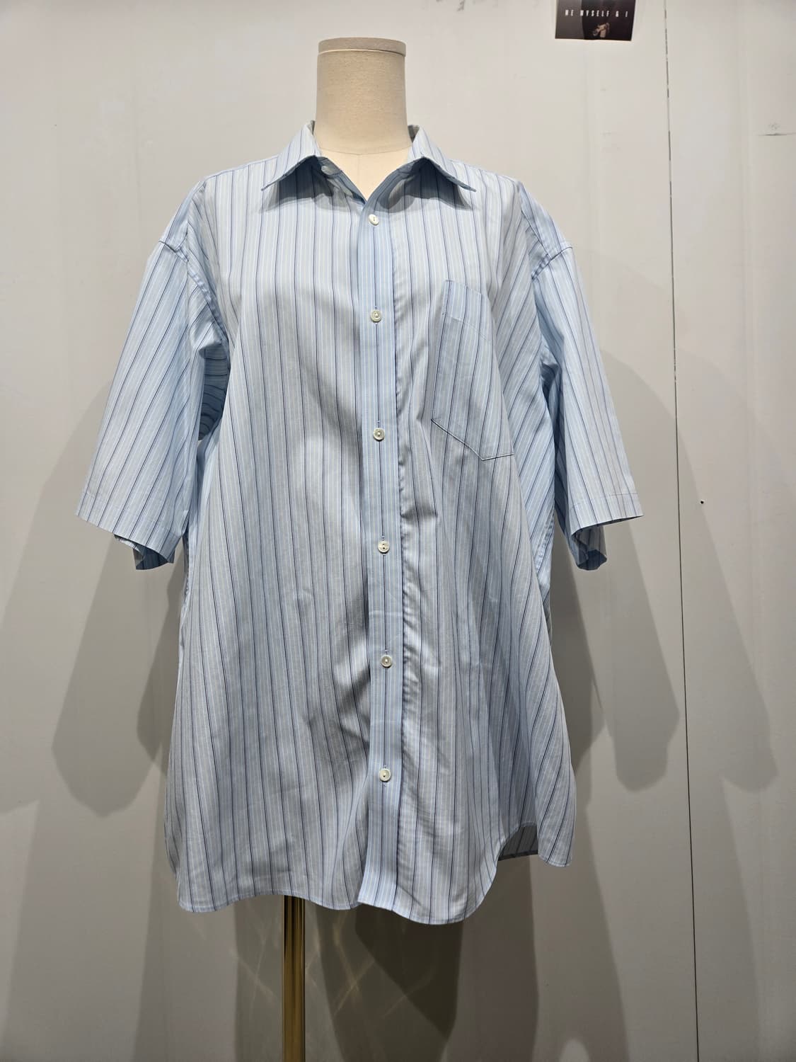 이세이미야케 스트라이프 반팔 셔츠 블루 상품이미지1