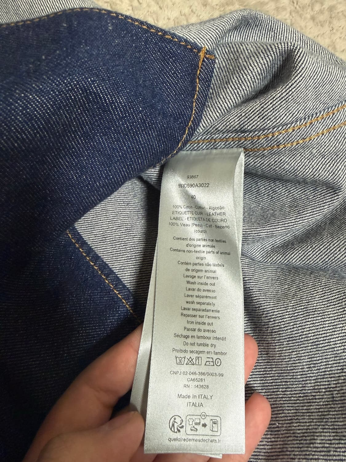 디올 크리스찬 디올 경량 면 트윌 블루 셔츠 593D590A3022 상품이미지4