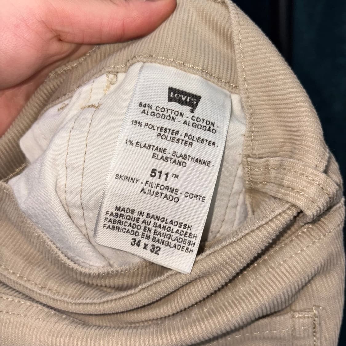 (36) 00s 리바이스 511 베이지 코듀로이 팬츠 상품이미지6