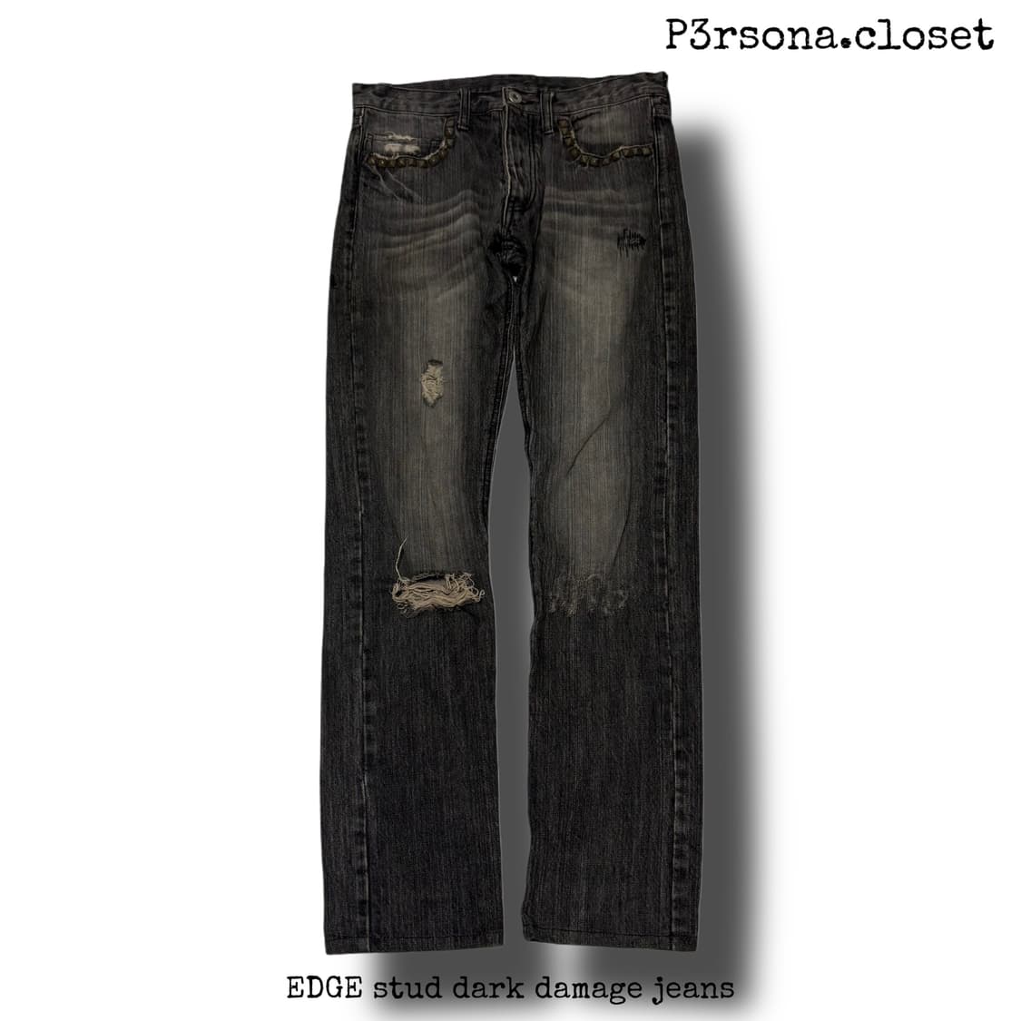 EDGE stud dark damage jeans 상품이미지1