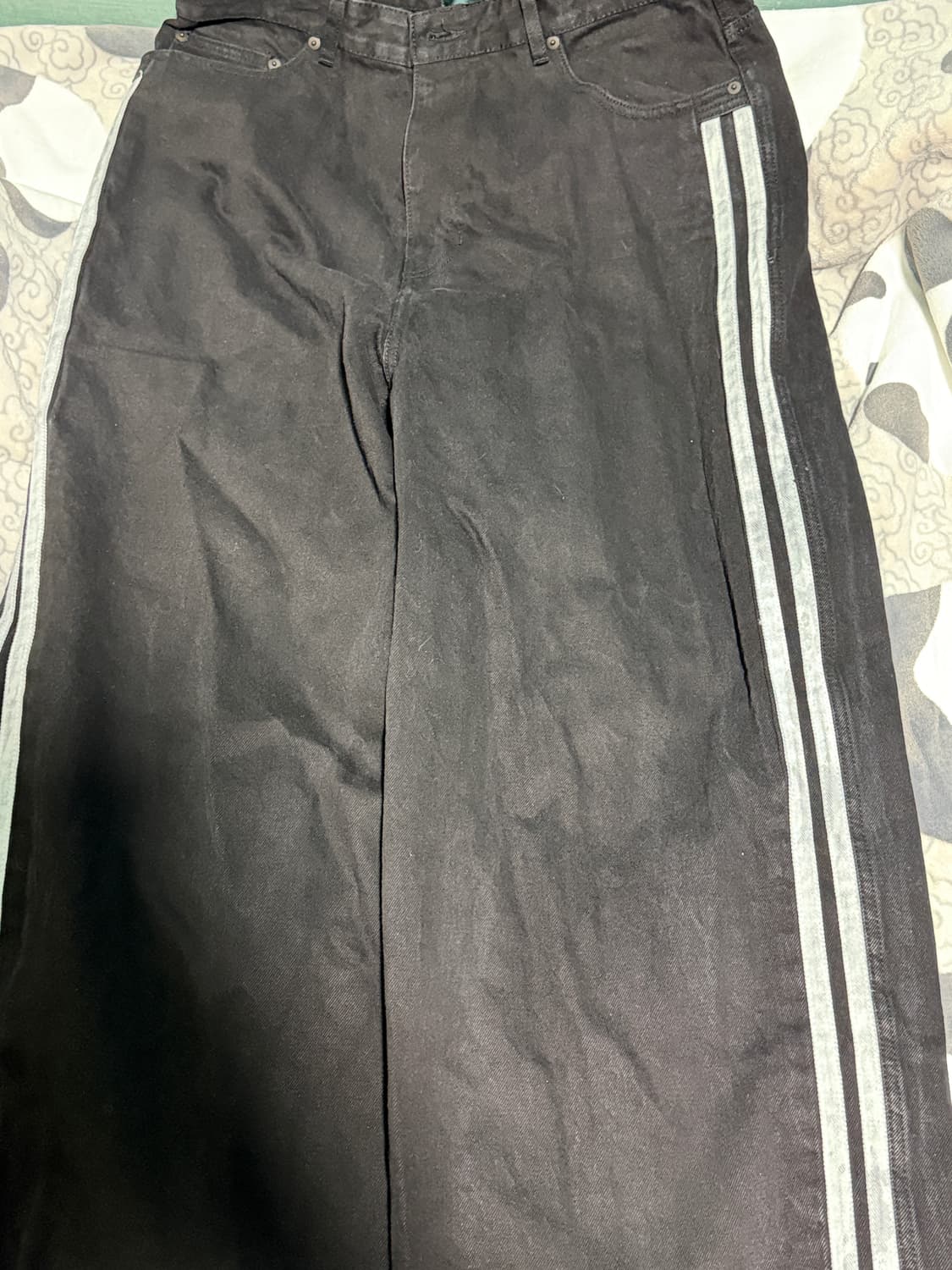 [1]언더마이카 사이드라인 블랙 워시드 배기진 상품이미지4