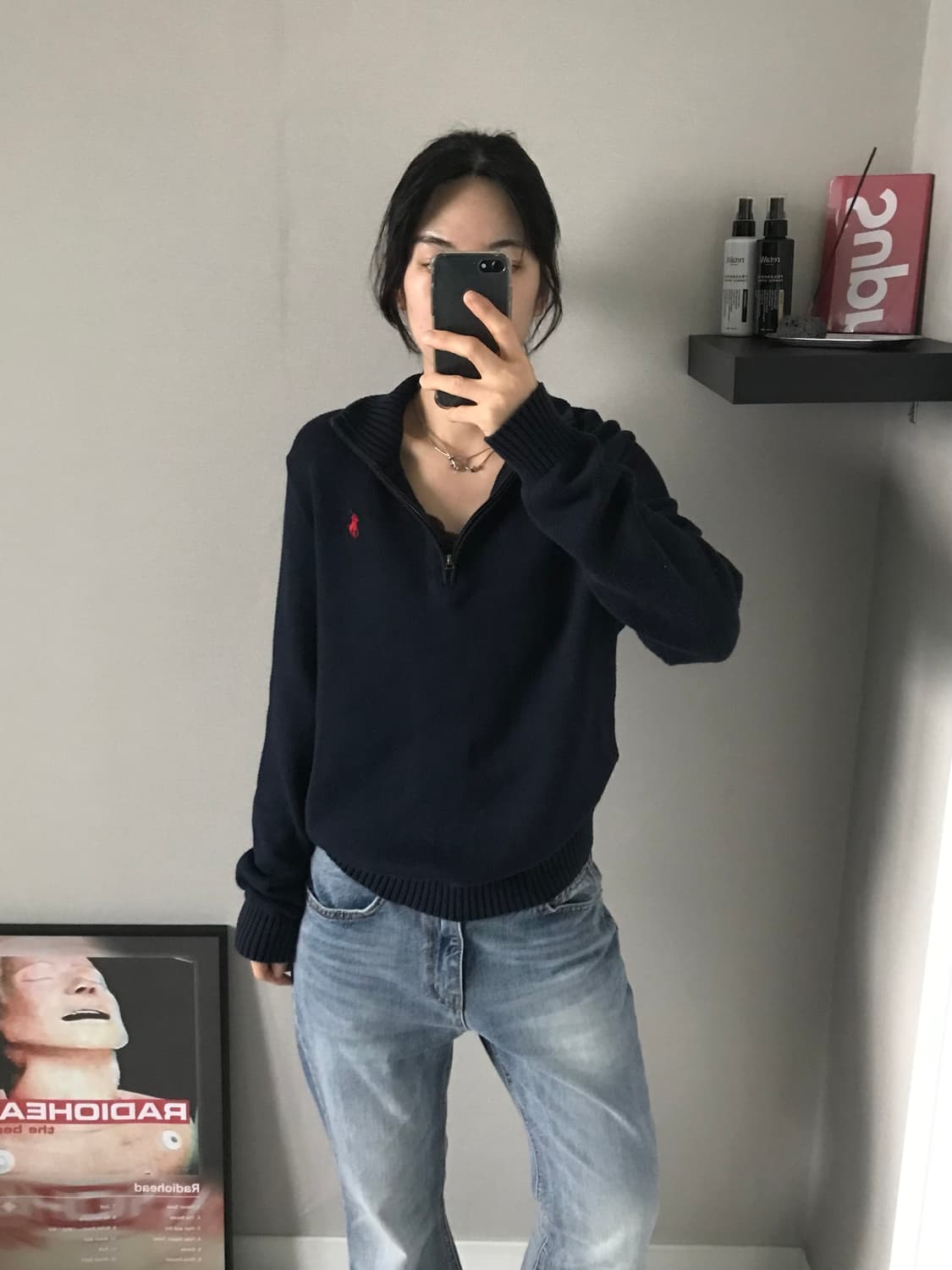 폴로 랄프로렌 신형택 포니로고 네이비 반집업 니트 상품이미지1