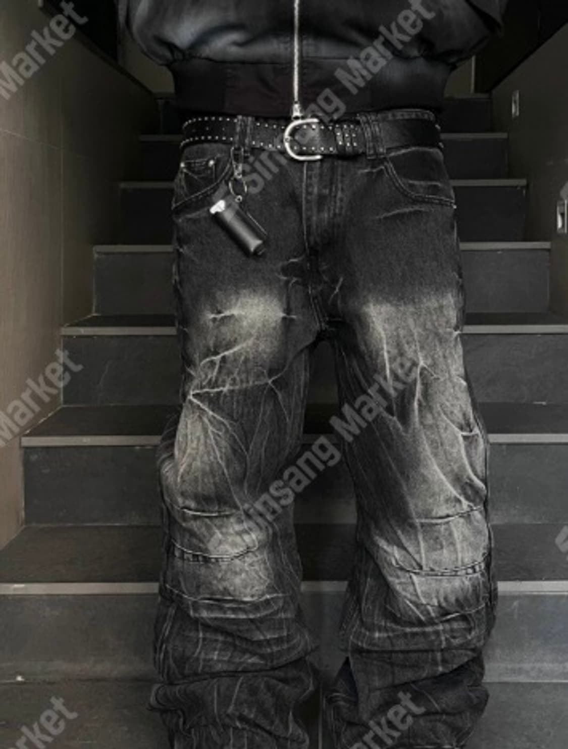 크렉 흑청 데님 팬츠 M 상품이미지3