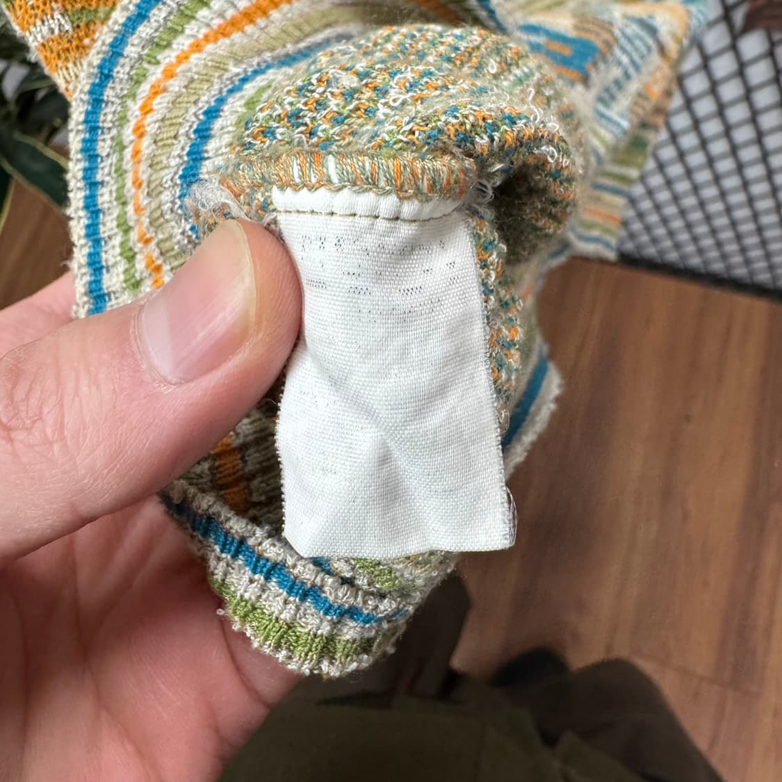 90s 미쏘니 스포츠 니트 베스트 멀티컬러 자가드 패턴 그린 상품이미지6