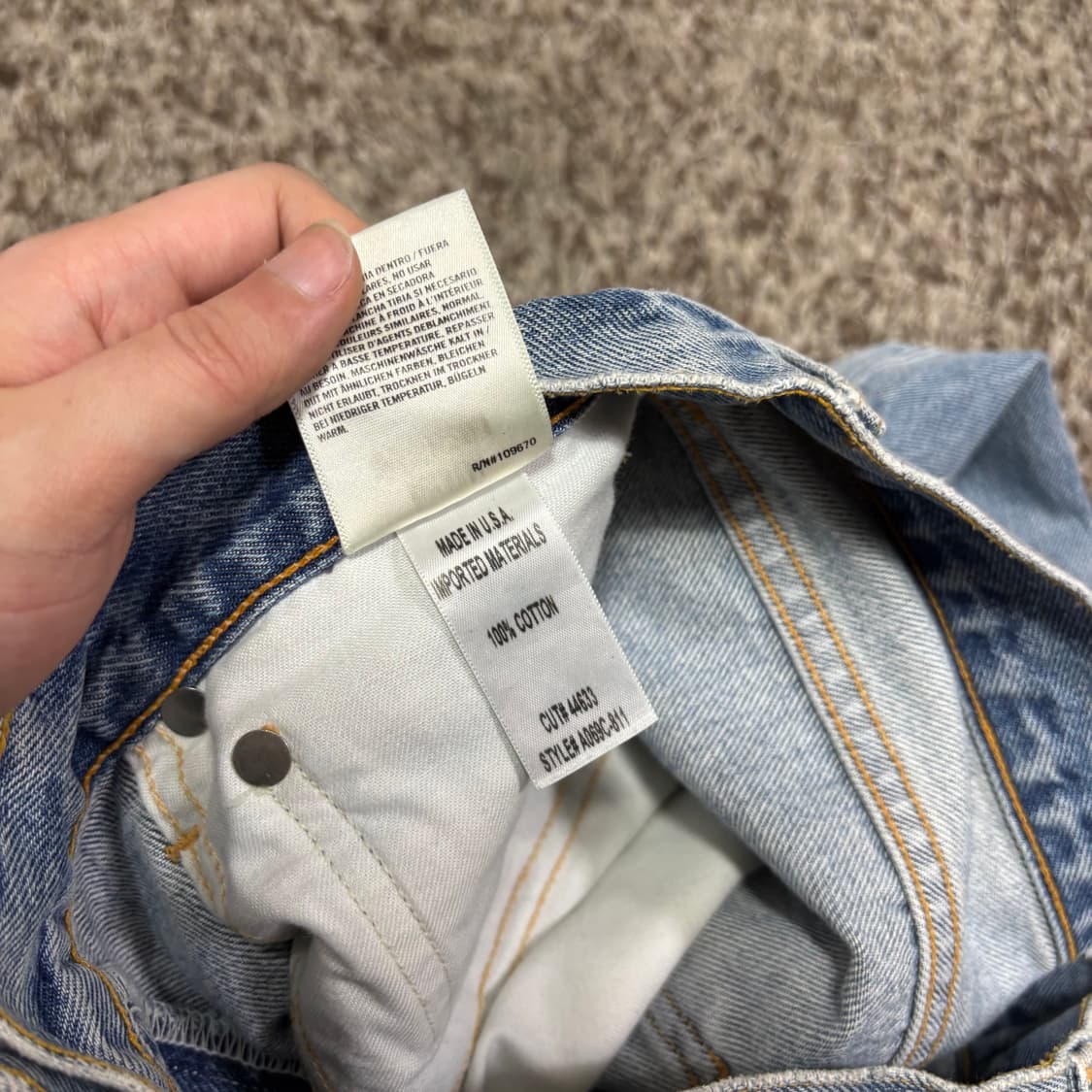 27 에이골디 AGOLDE 연청 디스트로이드 데님팬츠 상품이미지6