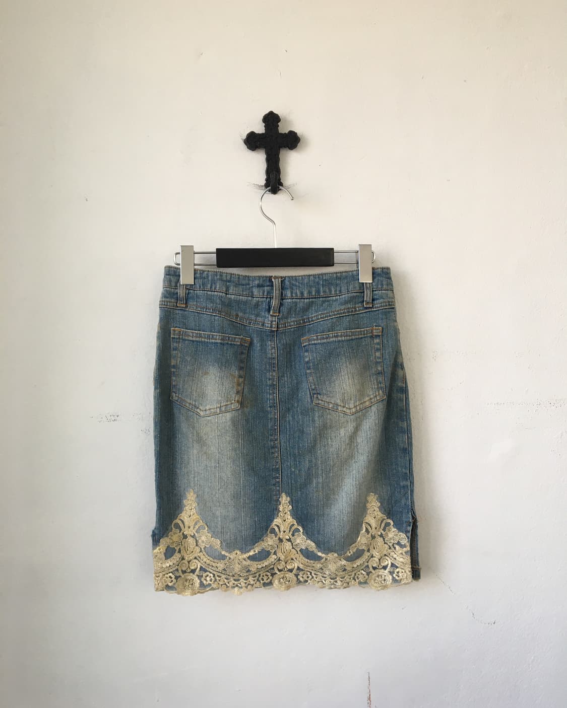 Ornament lace point denim skirt 상품이미지2