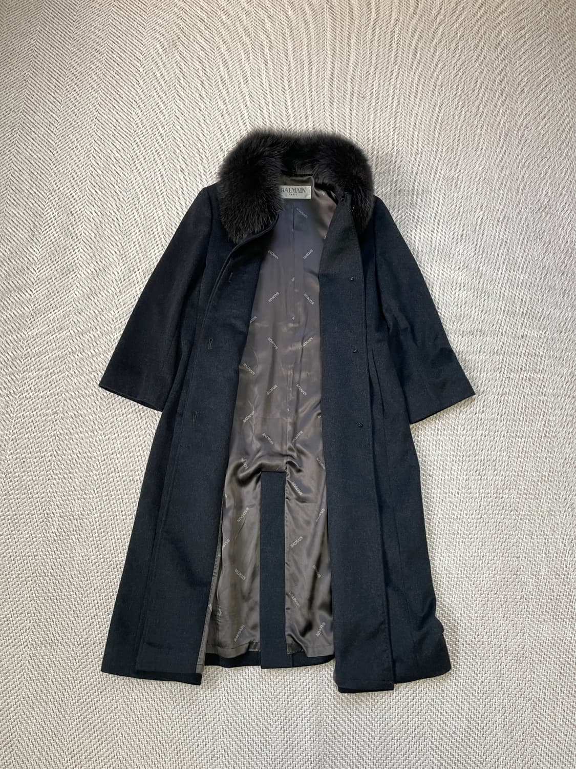 발망 폭스 퍼 칼라 캐시미어 롱 코트 J03490 상품이미지5