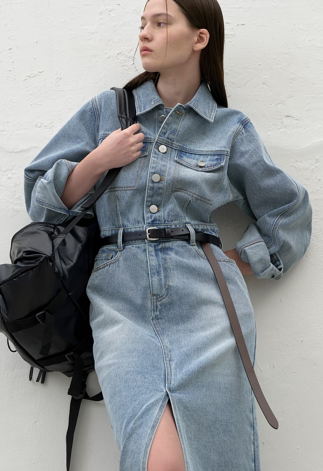 아틀리에나인 칼라 데님 원피스 S 상품이미지4