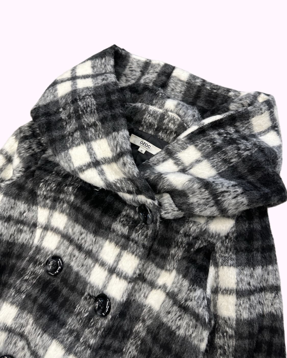 OZOC hairy check hood coat 상품이미지3