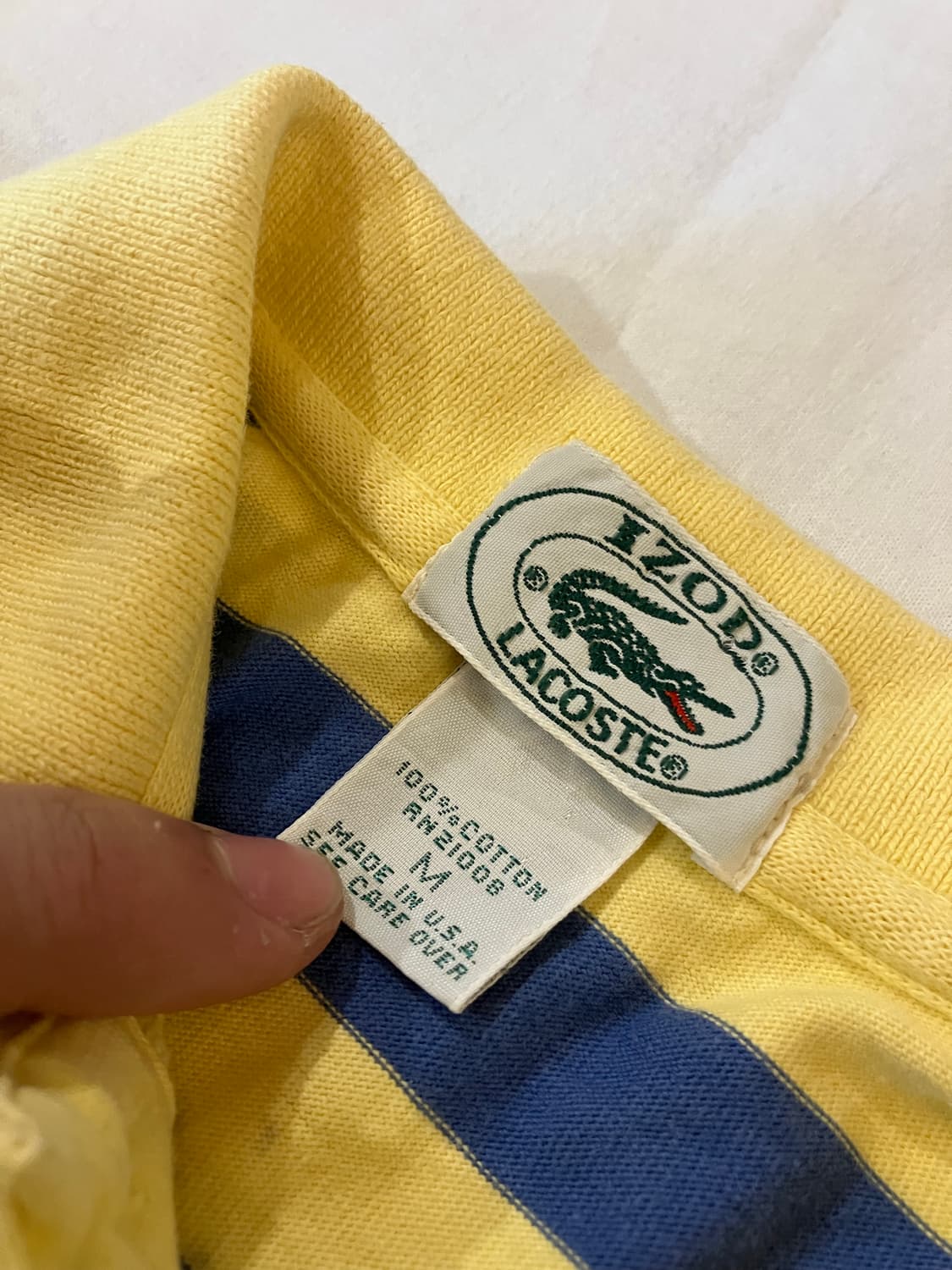 70s IZOD 라코스테 스트라이프 카라티 옐로블루 상품이미지4