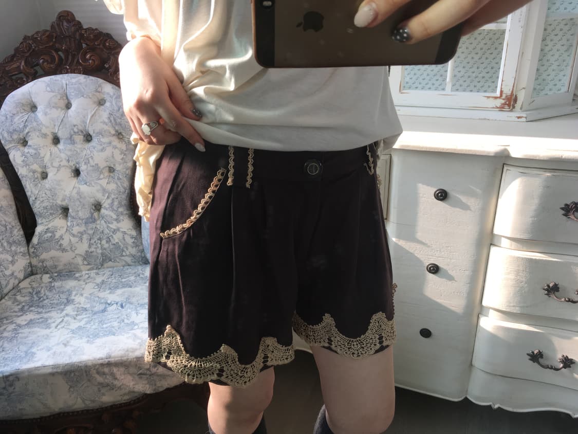 액시즈팜 앤틱 브라운 레이스 하프팬츠 상품이미지4