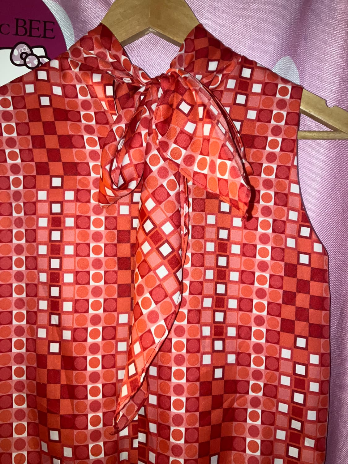 jpn 레드 도트 리본 블라우스 상품이미지3