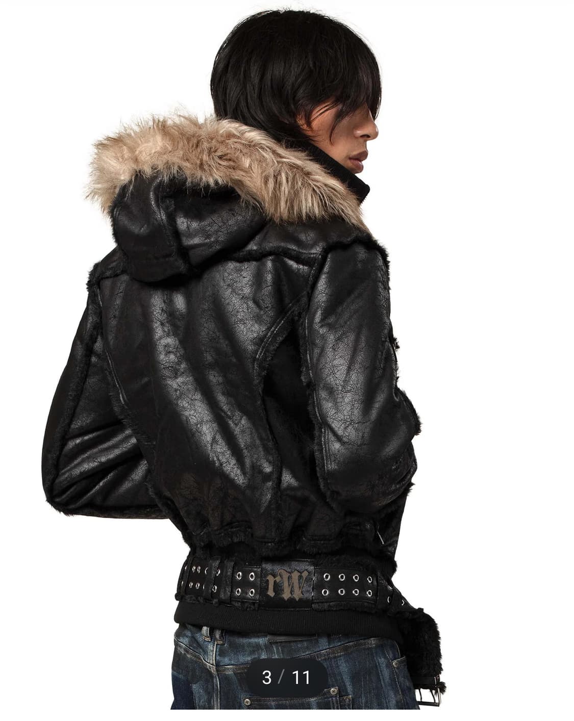 Racer 블랙 퍼자켓 상품이미지3