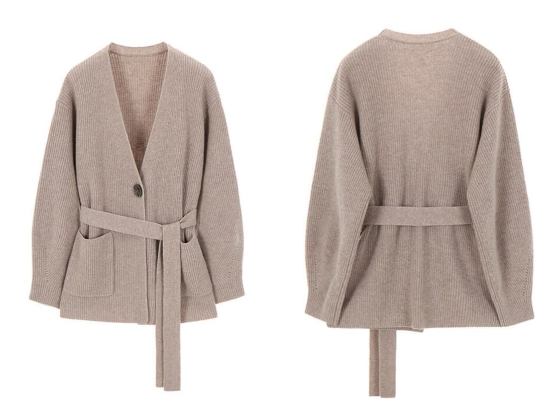 루에브르 캐시미어 벨티드 니트 가디건 상품이미지7