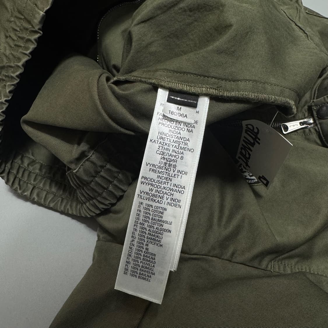 디젤(DIESEL) 올리브컬러 프론트 와펜 코튼 집업 라이더스 자켓 상품이미지5