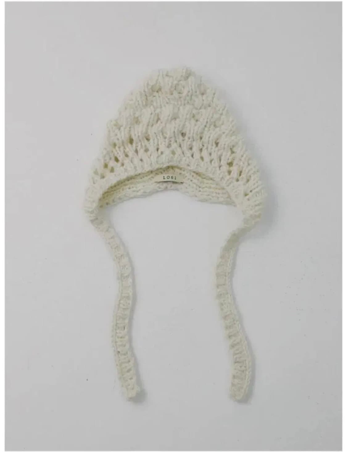 LO61 Hand Knitted Bonnet in Ivory 상품이미지2