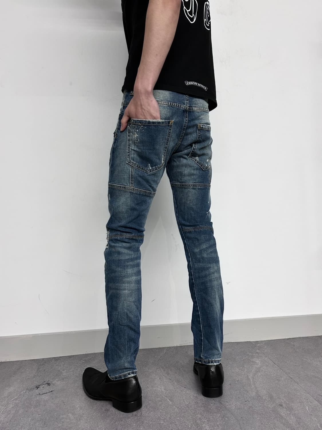아일렛 포켓 스플래터 데님 팬츠 상품이미지3