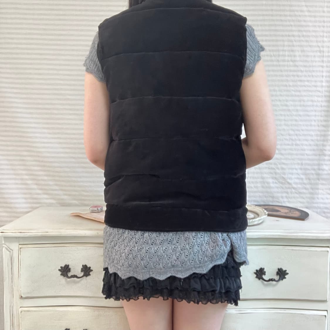 jpn vintage 블랙 골드 배색 패딩 조끼 y2k 스트릿 갸루 펑키 상품이미지5