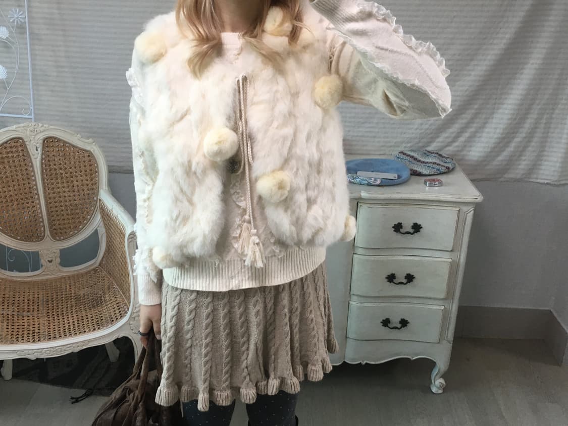 jpn vintage ivory lace argyle knit 상품이미지4