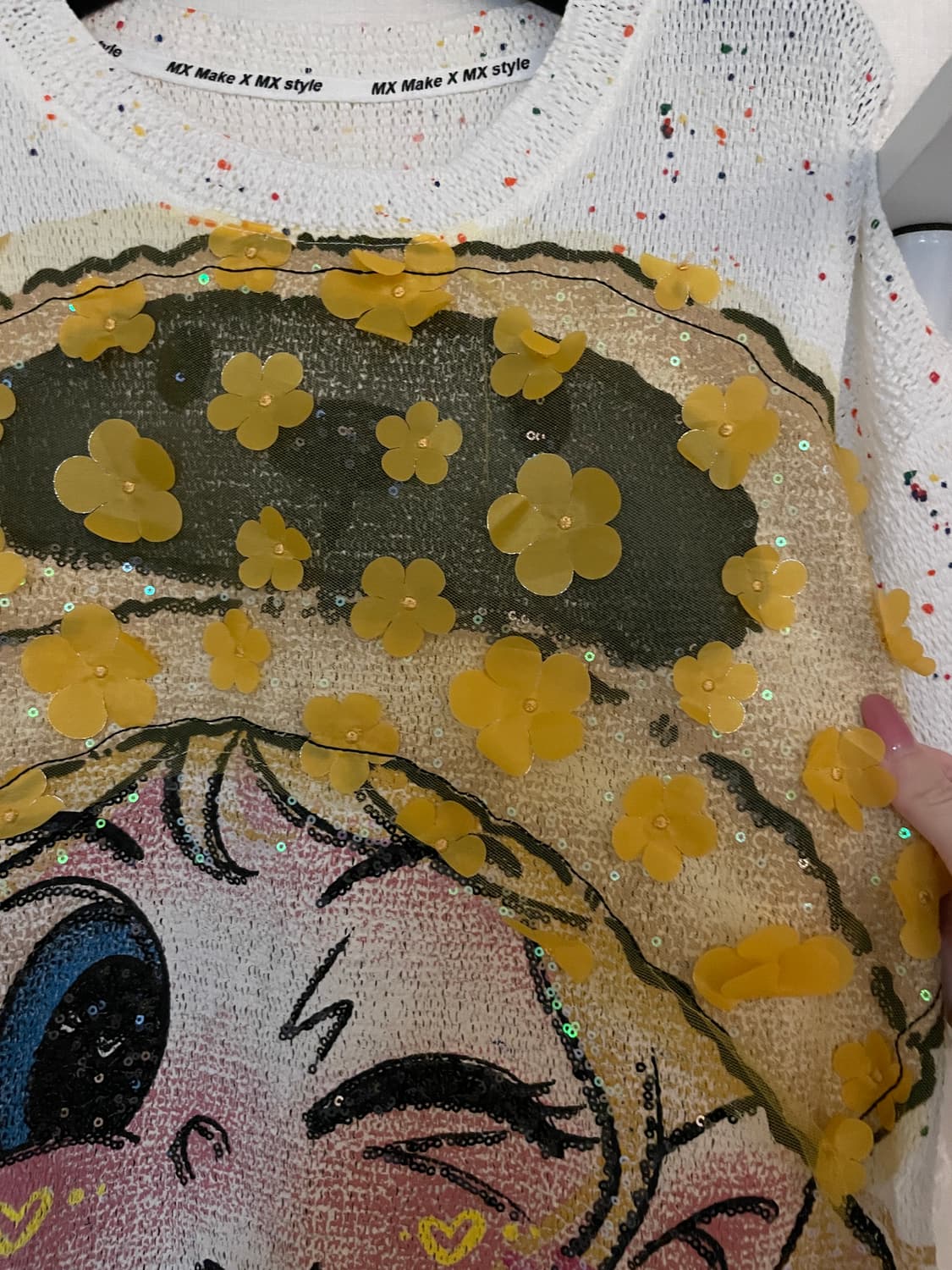 💛자수 캐릭터 프릴 봄반팔 새상품(텍O) 상품이미지2