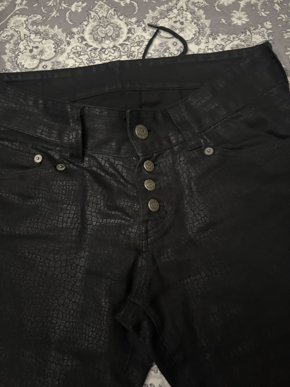 Python embossed leather flare pants 상품이미지6