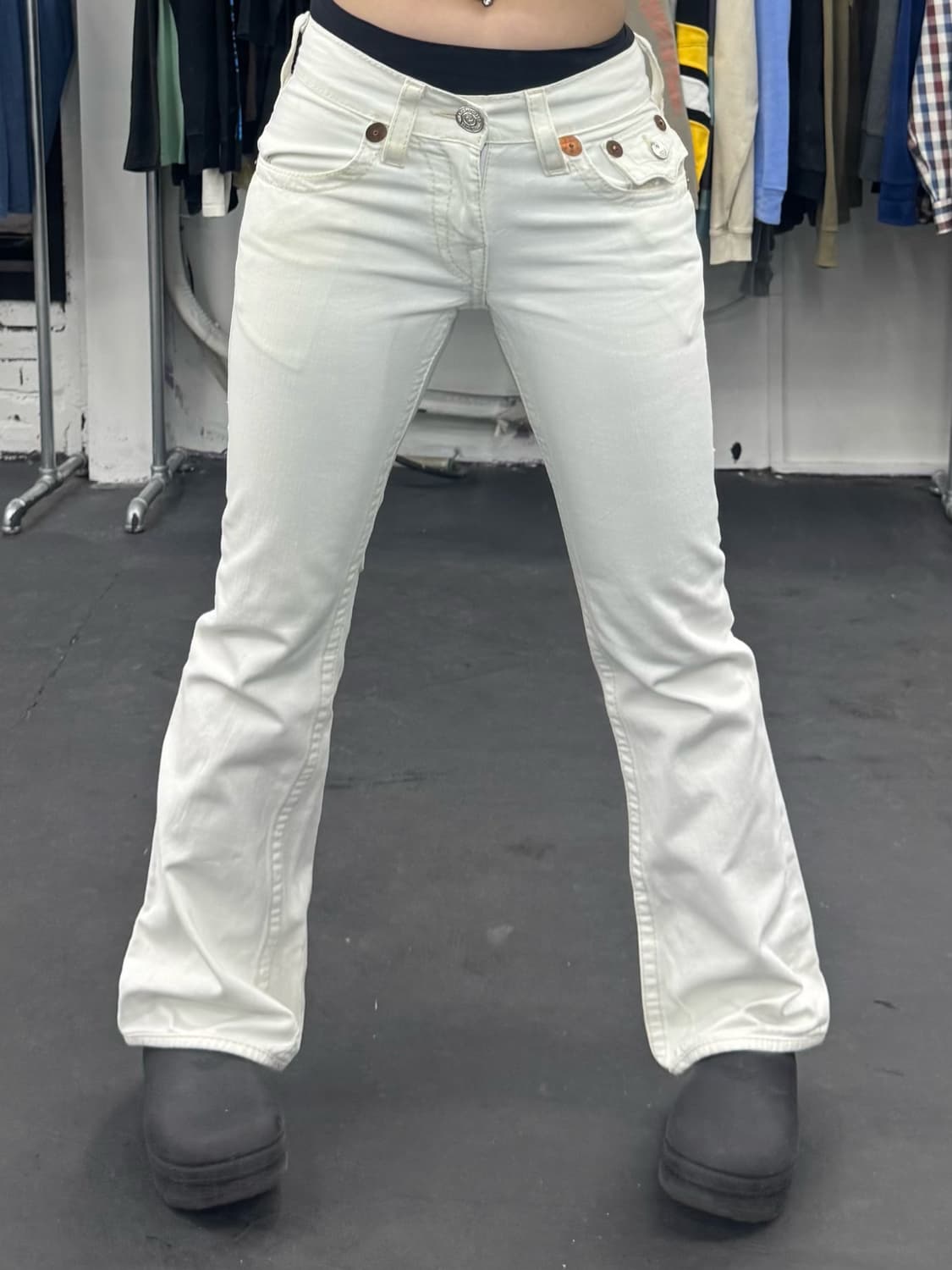 트루릴리전 레인보우 화이트 데님팬츠 상품이미지1