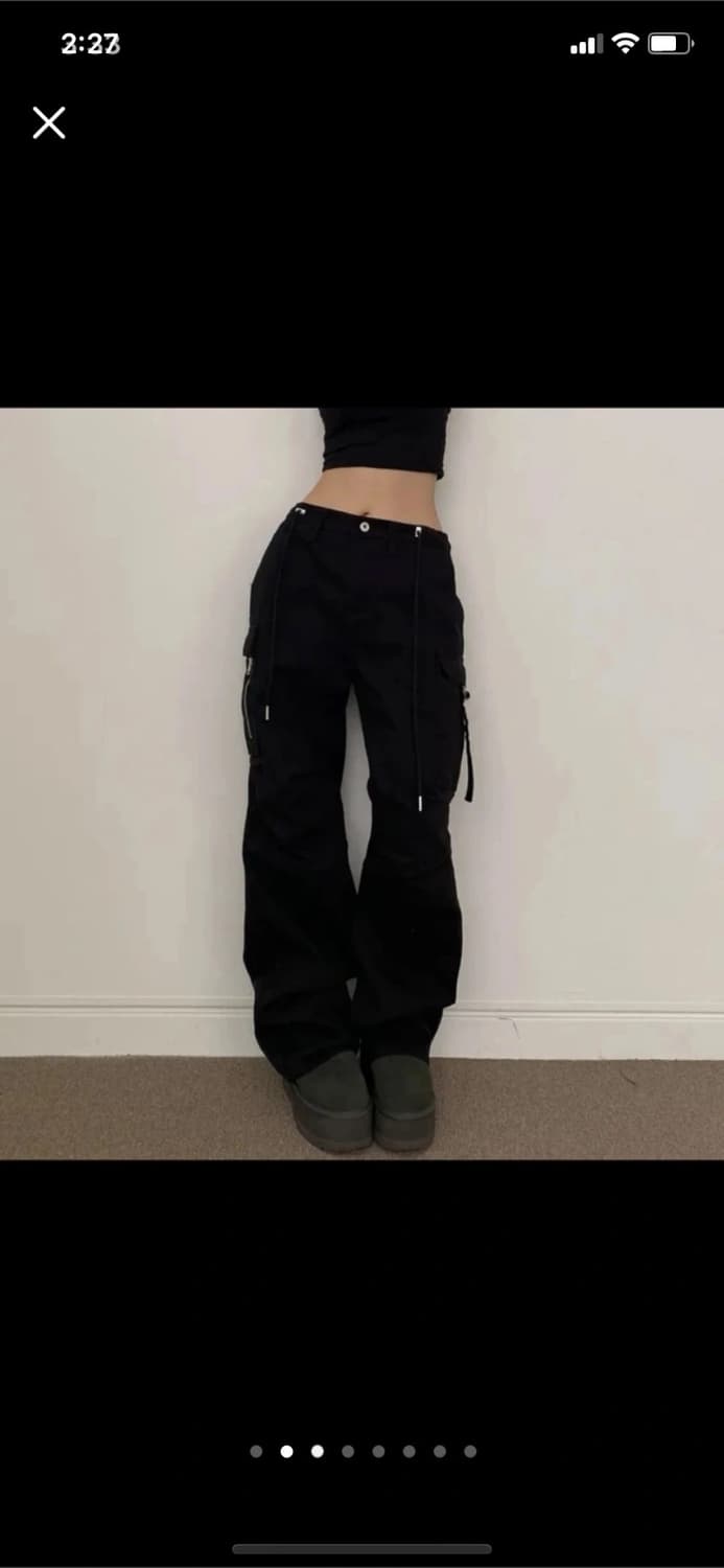 스토퍼 코튼 로우라이즈 카고팬츠 블랙 상품이미지2