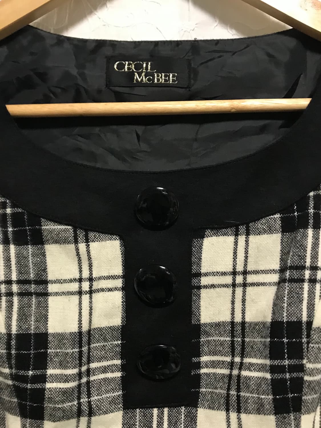 빈티지 cecil mcbee 세실맥비 갸루 체크 버튼 울 원피스 상품이미지6