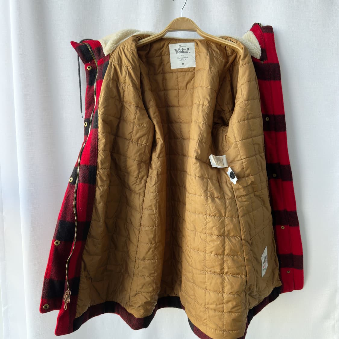 울리치 x 아베크롬비 체크 울 코트 레드 M 상품이미지9