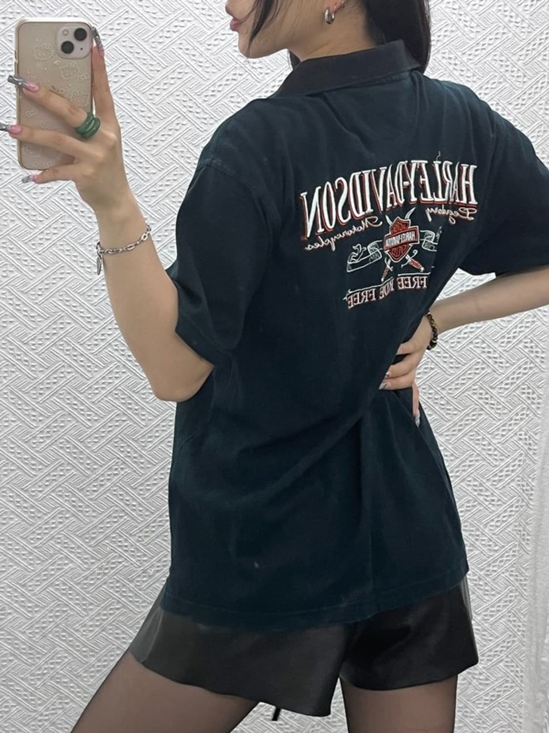 할리 데이비슨 올드스쿨 펑크 모터레이싱 반팔 카라티 100 C12624 상품이미지1
