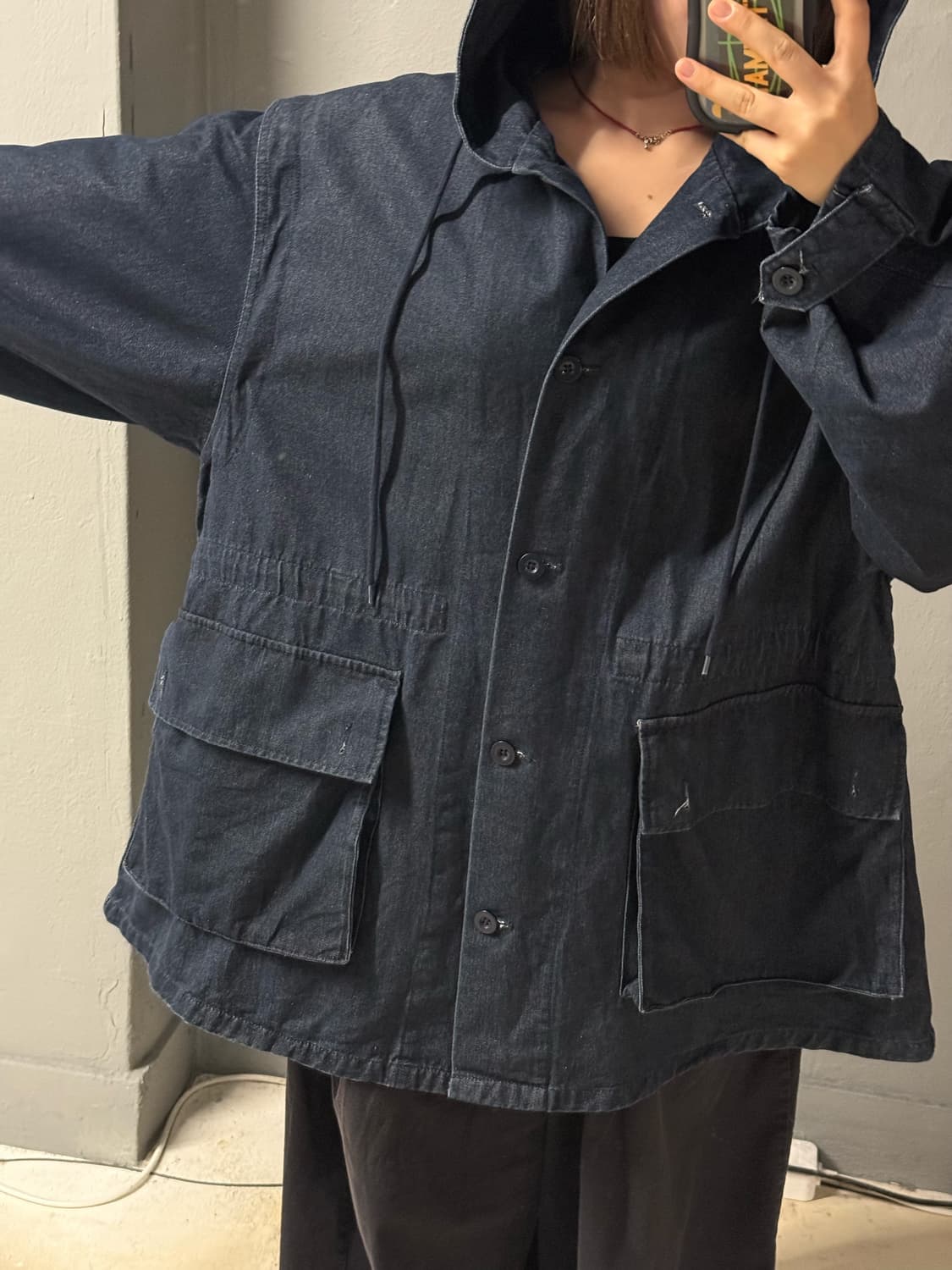 Oversized button-up hood jacket  상품이미지2
