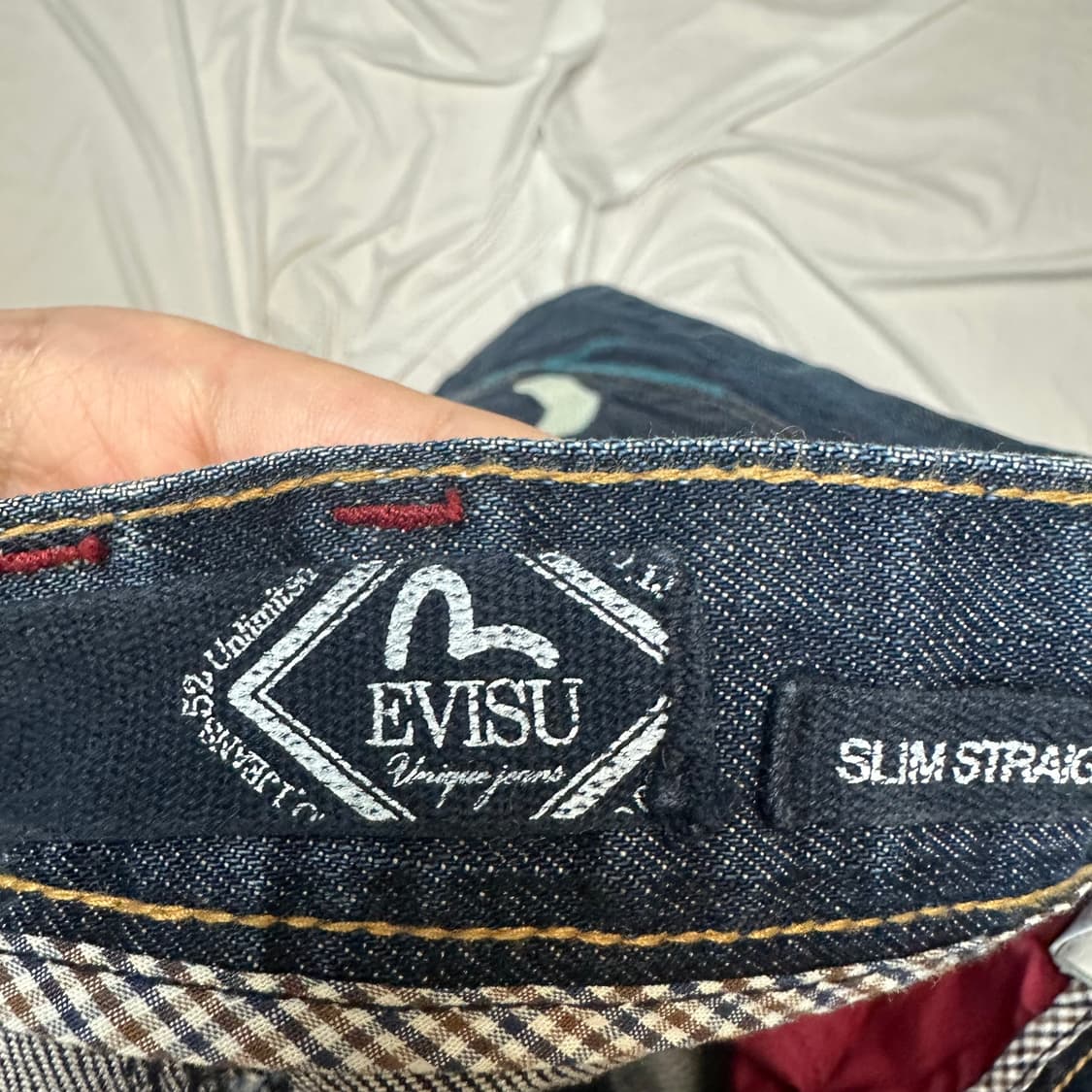 에비수 슬림 스트레이트 백로고 패치워크워싱데님진 34 상품이미지5