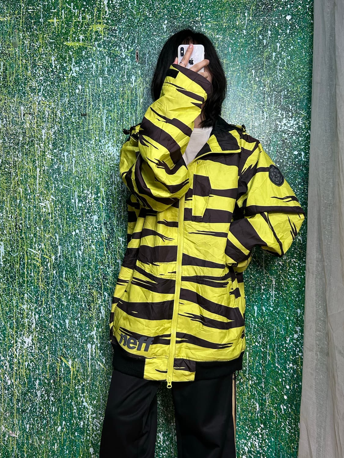 NEFF 야광 패턴 투웨이 후드 바람막이 올드스쿨 자켓 XL 상품이미지2
