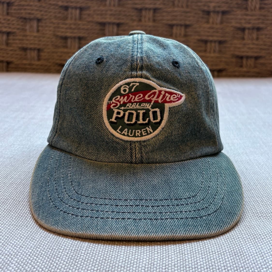 90s USA 폴로 랄프로렌 데님 레더 스트랩 볼 캡 상품이미지1