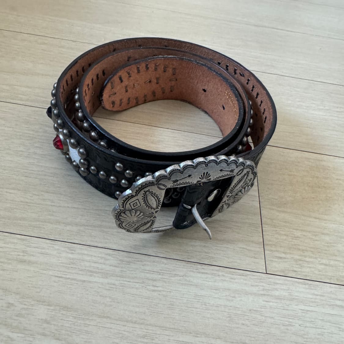 솔리드브라스앤코 웨스턴 스터드 가죽 벨트 상품이미지3