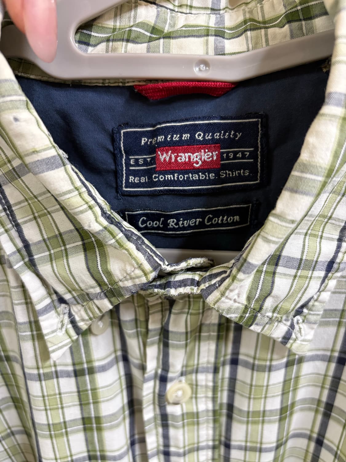 랭귤러 카키 체크 반팔 셔츠 상품이미지3