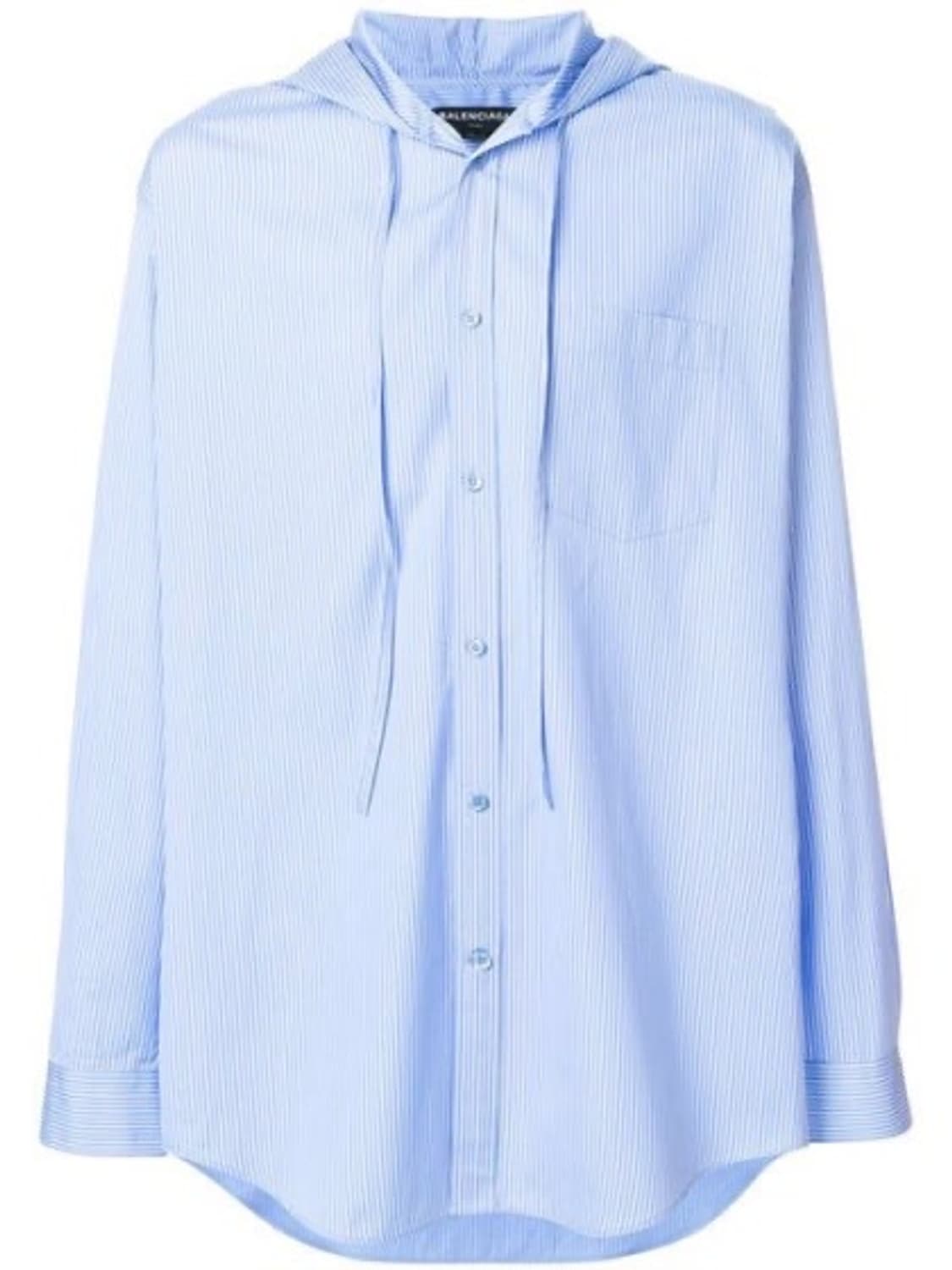 [40] 17fw 발렌시아가 런웨이 컬렉션 모델 스트라이프 후드 셔츠 상품이미지1