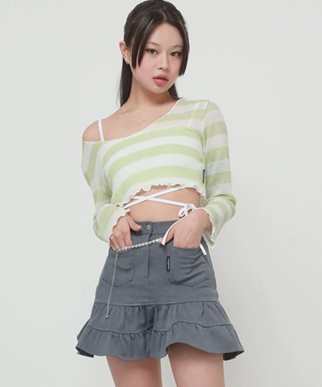 어글리쉐도우 레트로 스커트 그레이 (S) y2k 긱시크 갸루 빈티지 치마 상품이미지2